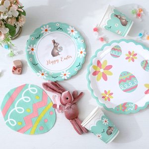 Easter Party Decoration Paper Plate Egg Bunny Easter Theme Party Tableware Paper Plate Set - Product Image 5