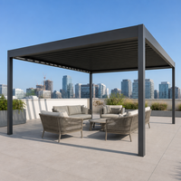 Pergola motorisée en aluminium Jiake JK3-184 avec toit imperméable, pour jardin, terrasse, patio, espace extérieur, nature, cour arrière