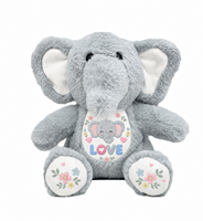 Peluche Éléphant Personnalisée, Adorable Animal en Peluche, Poupée Éléphant Bébé avec Logo Imprimé Floral, Jouet Doux OEM ODM, Cadeau pour Enfants