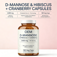 Capsules végétales de D-Mannose 180 unités 1400mg Hibiscus Canneberge Marque Personnalisée OEM Fourniture en Gros