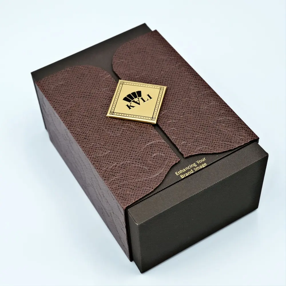 독특한 포장을위한 제조업체 합금 금속 캡이있는 도매 커피 색 하늘과 땅 뚜껑 향수 상자