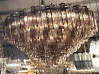 Lustres modernes de luxe en verre transparent vert fumé pour plafonds hauts, salon