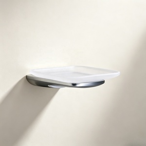 Metalique 50065-CR Portasapone da Bagno Cromato a Forma Speciale, Montaggio a Parete, in Zinco Premium con Vetro Satinato, Design Moderno - Product Image 1