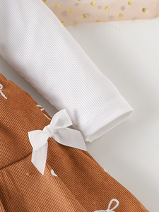 เสื้อผ้าเด็ก ชุดเด็กผู้หญิง เสื้อกั๊กสีขาว + กระโปรงสีน้ำตาล - Product Image 2