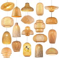 Luminaire suspendu en rotin, bambou et bois, style rétro moderne, fait main, avec logo imprimé en 3D