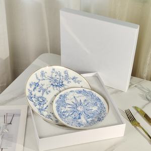 Nouveau produit : Ensemble de 4 assiettes en porcelaine fine à motif étoilé de luxe européen - Product Image 3