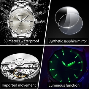 Envío Directo OUPINKE 3295 Reloj para Hombre con Movimiento Automático Importado, Calendario, Semana, Resistente al Agua, Luminoso, Mecánico - Product Image 4