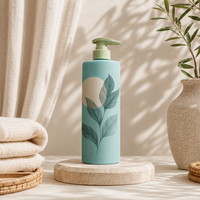 Bouteille en plastique HDPE ovale de 500 ml en gros, OEM, avec impression sérigraphique personnalisée, bouchon à vis et pompe, pour lotion, gel douche, produits pour les mains