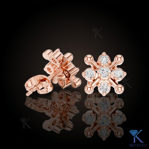 Lab Grown Diamond Geometric Cross <b>Stud</b> Earrings 14K 18K Solid Gold 5 Stone Cluster Fine Women Jewelry Bridal Anniversary Gift - Product Image 3
