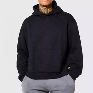 Pull à capuche surdimensionné de luxe printemps sweat à capuche noir uni de haute qualité sweat à capuche personnalisé poids lourd bouffée sweats à capuche unisexe - Product Image 1