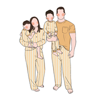 Piyama Bambu Keluarga Seragam Motif Garis untuk Orang Tua dan Anak, Desain Khusus 2026, Populer, 2 Potong Set Celana Pendek untuk Anak