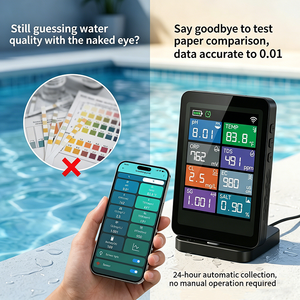 Moniteur de <span class=keywords><strong>piscine</strong></span> WiFi multiparamètres 8 en 1, flottant, étanche, pH, ORP, TDS, EC, sel, SG, chlore, température, application Tuya - Product Image 3