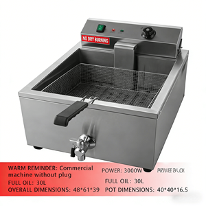 業務用ステンレス製電気フライヤー CE規格 30L大容量 シングルタンク 3KW 220-240V - Product Image 4