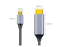 Câble tressé HDMI haute vitesse Type C vers 4K 60Hz DT-2902 pour ordinateur portable/téléphone/tablette/téléviseur/moniteur