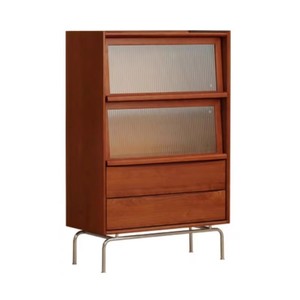 <b>Solid</b> <b>Wood</b> Retro Four Drawer Chest 80 Rubberwood Storage Cabinet Living Room Bedroom Side Cabinet Nordic Style <b>Bookcase</b> - Product Image 5