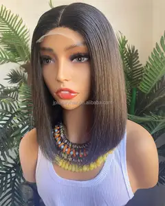 Perruque de cheveux humains droite soyeuse super double dessinée hd dentelle frontale droite bob perruque courte perruques de cheveux humains pour les femmes noires