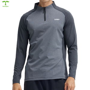 T-shirt a compressione da <span class=keywords><strong>uomo</strong></span> personalizzabile con logo, ad asciugatura rapida, a <span class=keywords><strong>manica</strong></span> lunga, per sport all'aperto, allenamento, con <span class=keywords><strong>mezza</strong></span> zip - Product Image 2