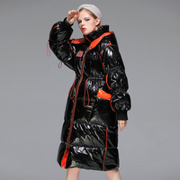 Manteau d'hiver personnalisé pour dames Veste longue en duvet de canard avec doublure en nylon Haut à motif uni respirant et crocheté