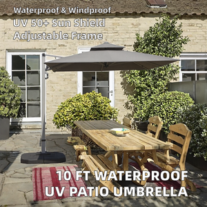Sombrilla de Patio Grande de 10 Pies, Ecológica, Impermeable, Resistente al Viento, Protección UV 50+, con Marco de Aluminio Ajustable, Muebles de Exterior - Product Image 2