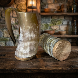 Jarra de Cuerno de Búfalo Ecológica de la Mejor Calidad, Personalizable, Estilo Vikingo, Diseño Animal, Forma Natural, Pulida, Navideña - Product Image 1