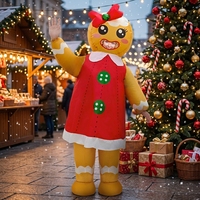 Décoration gonflable de Noël : Femme en pain d'épices, avec éclairage LED, pour la fête de Noël et du Nouvel An