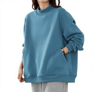 Compre Sudadera Premium Personalizada para Mujer, Manga Larga, Corte Holgado, Cuello Alto, Sudadera de Alta Calidad, Talla Grande, para Venta al Por Mayor - Product Image 1