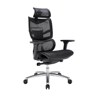 Chaise de bureau exécutive moderne à dossier haut en maille, hauteur réglable, appui-tête 3D, vérin à gaz chromé, accoudoirs 4D, base en aluminium - Sillas De