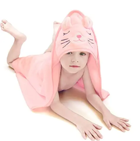 Новый дизайн детской одежды вышивка мультяшный дизайн бамбуковое детское полотенце с капюшоном