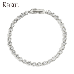 RAKOL BP2214 Classique Nouvelle Mode Zircon Cuivre Diamant Bracelet Femmes Ensemble de Bijoux Chaîne Cadeau - Product Image 1