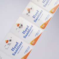 Étiquettes autocollantes en vinyle blanc imperméable pour bouteilles de désinfectant pour les mains avec logo personnalisé, en rouleau, pour emballage