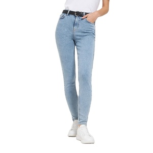 Vaqueros ajustados desgastados de talla grande para mujer, vaqueros de cintura alta informales de Color sólido 100% algodón, venta al por mayor - Product Image 6