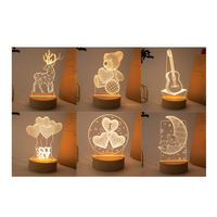 Lampe de table/bureau LED 3D stéréo personnalisée, illusion créative, dessin animé, en plastique, blanc chaud, à brancher, décoration lune/dinosaure
