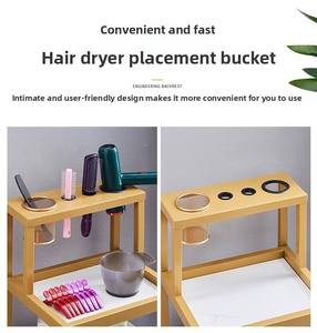 Modern Salon <b>Storage</b> Trolley Multi-Layer Rack with Drawers Wood Frame Easy Mobility 4-Wheel <b>Cart</b> for Barber Shop - Product Image 4