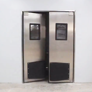 Puerta de Tráfico para Cocina, Duradera, de Acero Inoxidable, Abatible, con Resistencia a Impactos de Goma Negra - Product Image 2