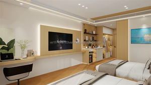 Juego de Muebles de Dormitorio Modernos Personalizables para Hotel de 3 Estrellas, Cama de Madera con Mesita de Noche, Armario y Escritorio para TV Incluidos para Habitación Completa - Product Image 4