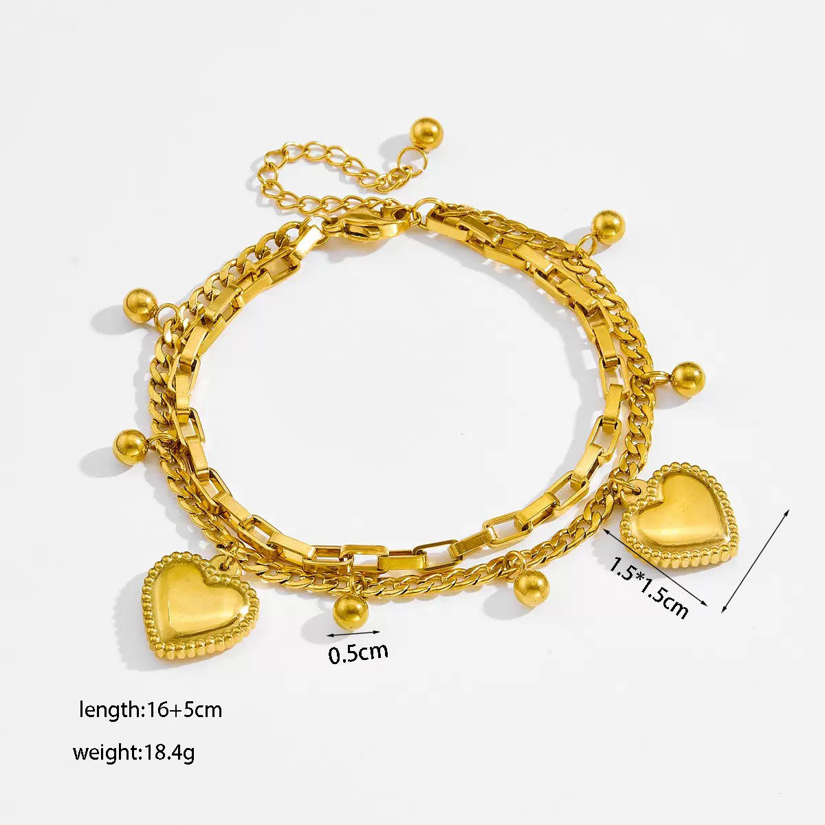 0012 สร้อยข้อมือหัวใจคู่ทอง