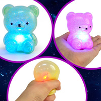 Jouet anti-stress ours mignon lumineux à poudre dorée créative pour jeunes, à presser et sonore