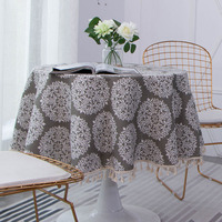 Nappe personnalisable en coton et lin de haute qualité, imprimée de motifs floraux, tissée jacquard, diamètre 150 cm, design moderne, marque Dulcis