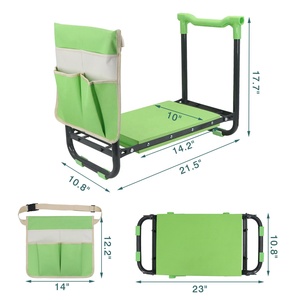 Siège de chaise à genoux de jardin pliable équipé de 2 grands sacs coussinets en mousse EVA épais sac à outils à cadre en métal robuste - Product Image 5