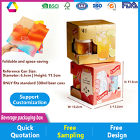 Boîte à boissons recyclable de 6 ou 12 unités avec logo personnalisé, pour bière, jus, canettes de soda, expédition et vente au détail, avec poignée