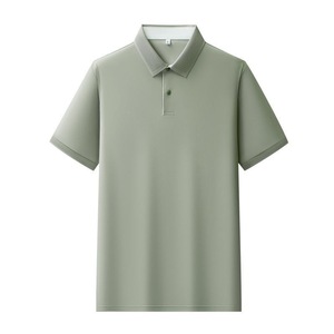 Men's Polo Shirts Nylon Knitted Summer Work Wear Grayish White Green Black Dark Gray Thin Fit - Product Image 2