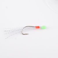 Hameçons Sabiki à double ardillon en fil d'argent pour la pêche à la ligne, 1 ligne, 5 hameçons pour leurres, modèle 052