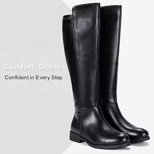 Commercio all'ingrosso della fabbrica Casual e comodo da donna in camoscio basso tacco piatto interno con cerniera alta al ginocchio stivali da equitazione - Product Image 5