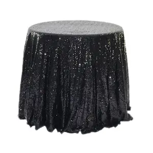 Round Sequined Tablecloth Polyester Gold Glitter Table Cloth For Wedding Party