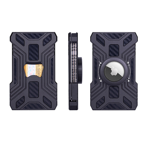 Porte-cartes de crédit fin en alliage d'aluminium et fibre de carbone avec logo personnalisé, blocage RFID, compatible avec AirTag Wallet - Product Image 1