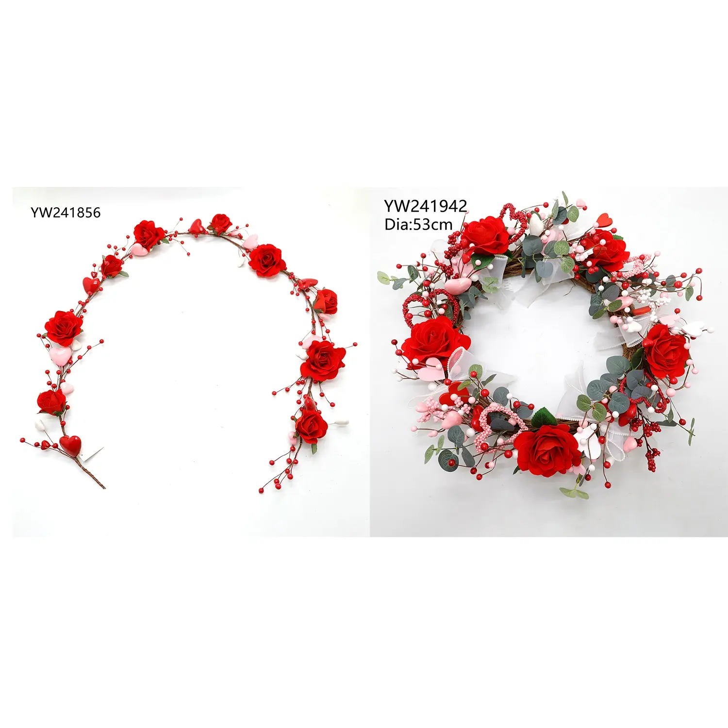Artificial Valentine's Day rose garlands and Wreath decorations, living room bedroom decorations, hotels, wedding home