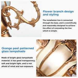 عمود إنارة للحدائق بتصميم أوروبي عتيق من المُصنّع مباشرة، مصباح LED يعمل بالتيار المتردد ومقاوم للمياه بمعيار IP65، جسم زجاجي من الألومنيوم، عمود إضاءة كلاسيكي للشوارع - Product Image 4