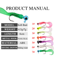 Lot d'appâts souples pour la pêche, set de leurres luya en silicone avec tête plombée, en forme d'insecte, matériel pour attraper des poissons