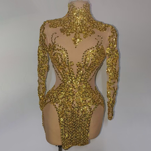 Novance Y4900 Prodotti di Tendenza 2025 Nuovi Arrivi Abito da Ballo Latino da <span class=keywords><strong>Bambina</strong></span> Sexy da Esibizione con Paillettes Dorate per Palco - Product Image 4