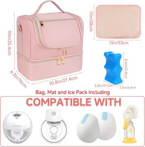 Bolsa Térmica para Leche Materna, Bolsa de Viaje con Paquete de Hielo para 6 Biberones, Doble Capa Aislada con Cierre de Cremallera - Product Image 2